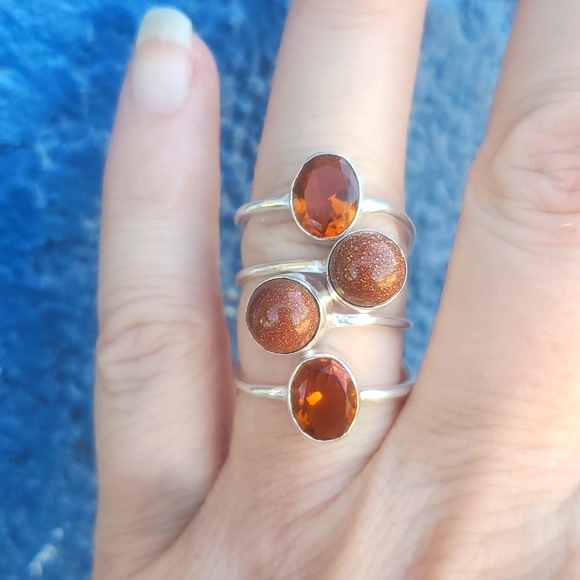 New Sunstone Sun Sitara and Honey Citrine Silver Ring. - Picture 1 of 10